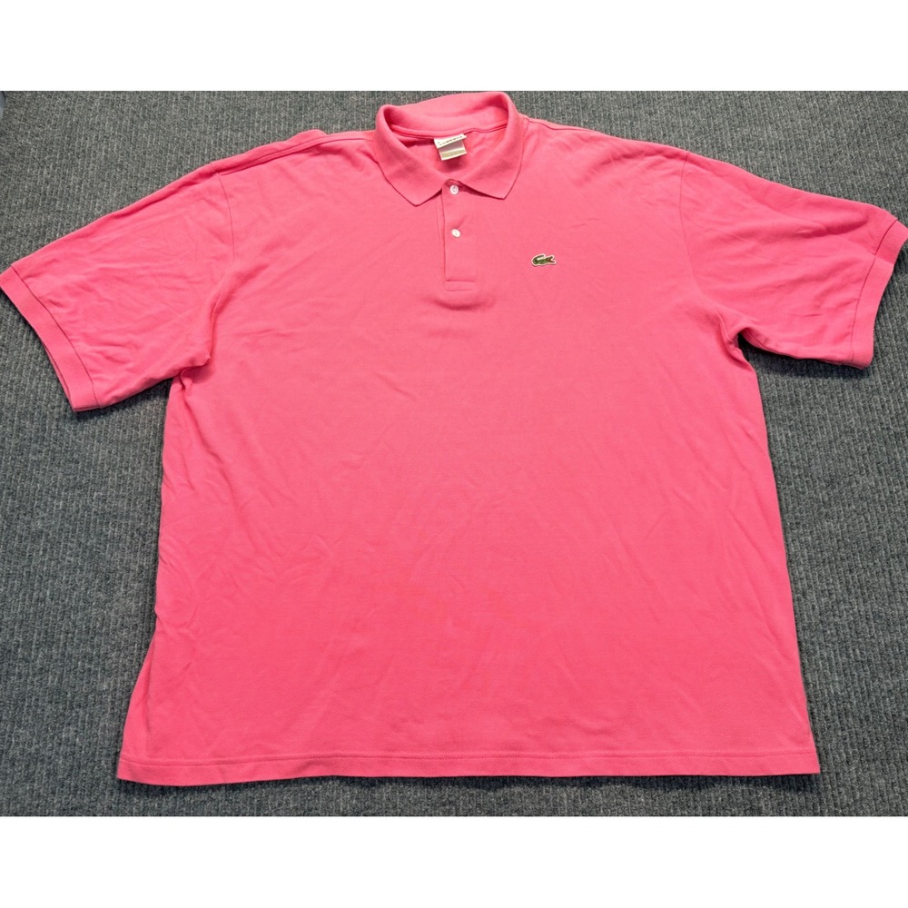 Vintage Lacoste Polo Shirt Mens Size 9 Pink Made in France Cotton Pique Croc